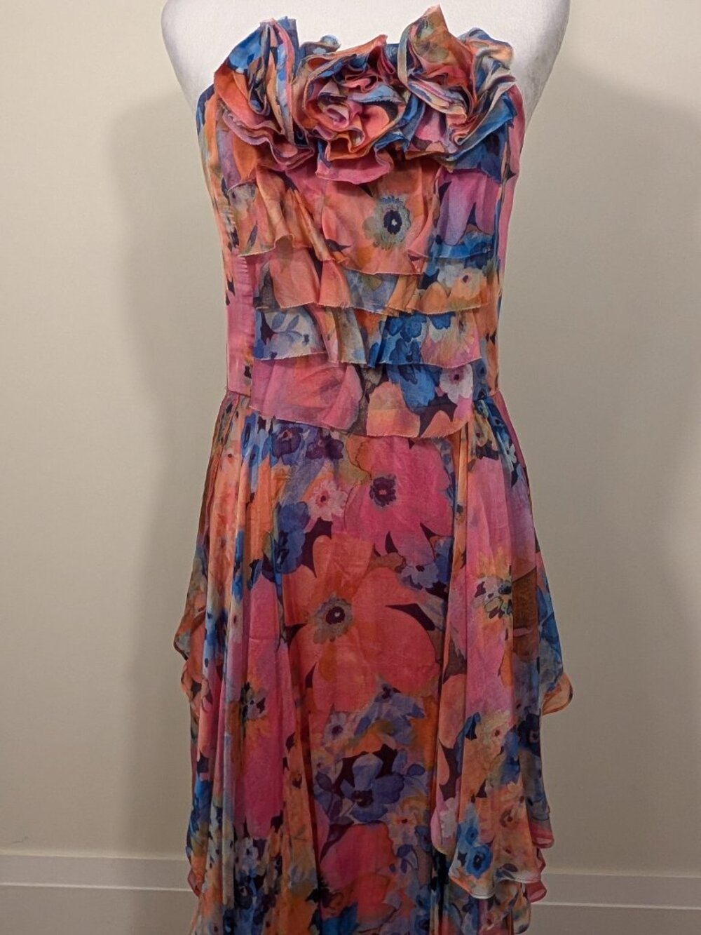 NWT A.B.S. Allen Schwartz 100% Silk Carrie Bradshaw Floral Dress | Sz 12